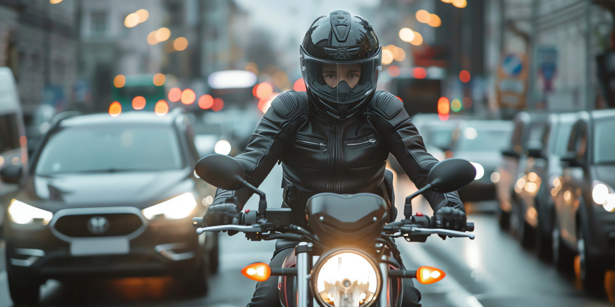 conductrice en ville complèment habillé d'équipement de protection